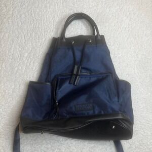Versace‎ perfumes unisex blue backpack utility pockets leather embroidered